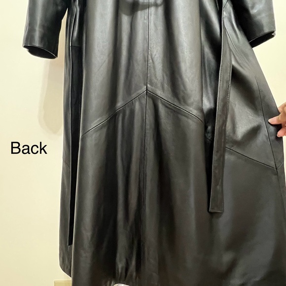 Long Leather Coat w/Sheepskin Collar - Picture 14 of 16